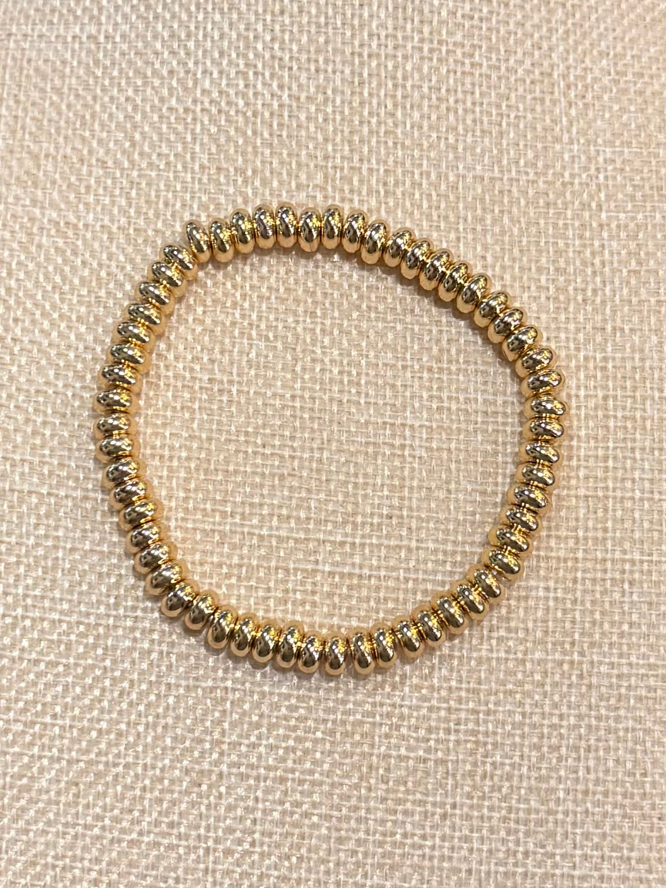 Gold Coil Beaded Stretch Bracelet