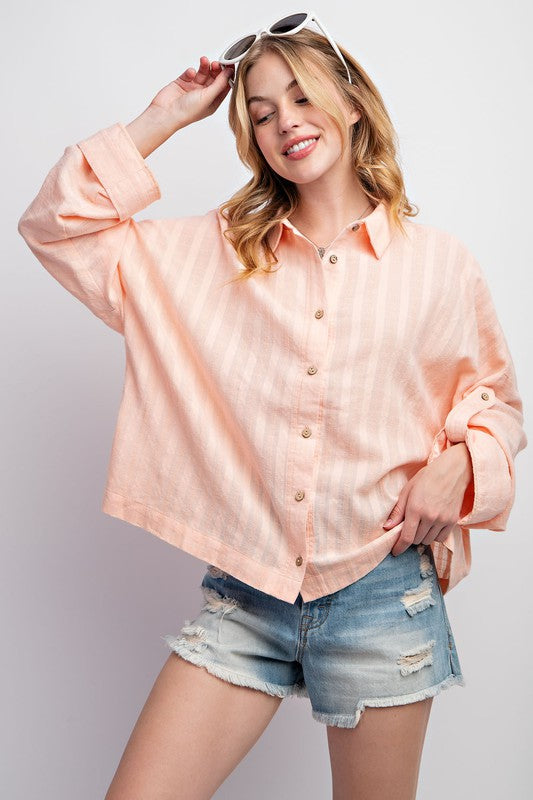 Breezy Days Button Down - Peach