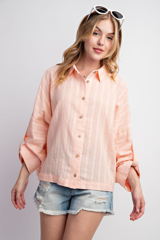 Breezy Days Button Down - Peach