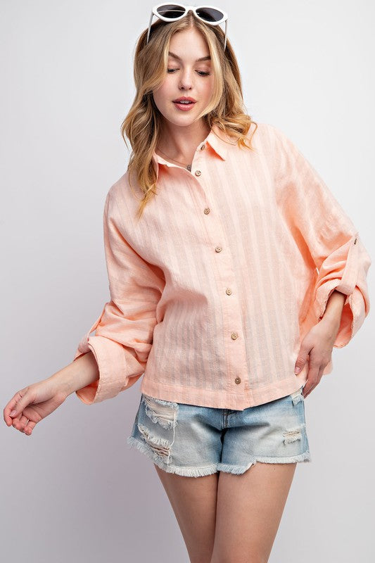 Breezy Days Button Down - Peach