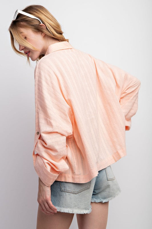 Breezy Days Button Down - Peach