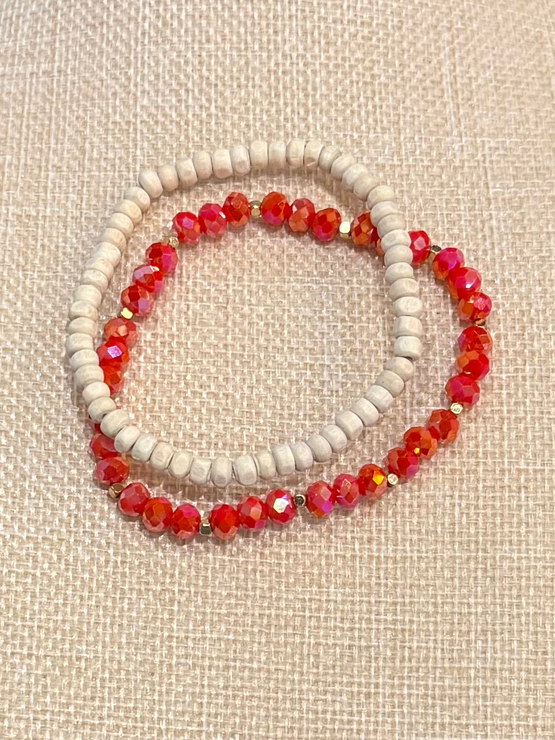 Wood & Crystal Duo Bracelet Set