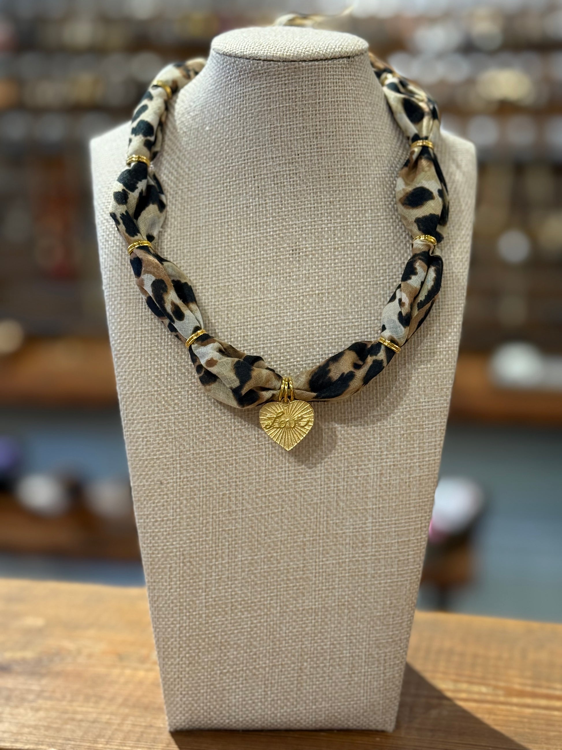 Costal Cowboys Bandana Necklace - Animal Love Heart Charm