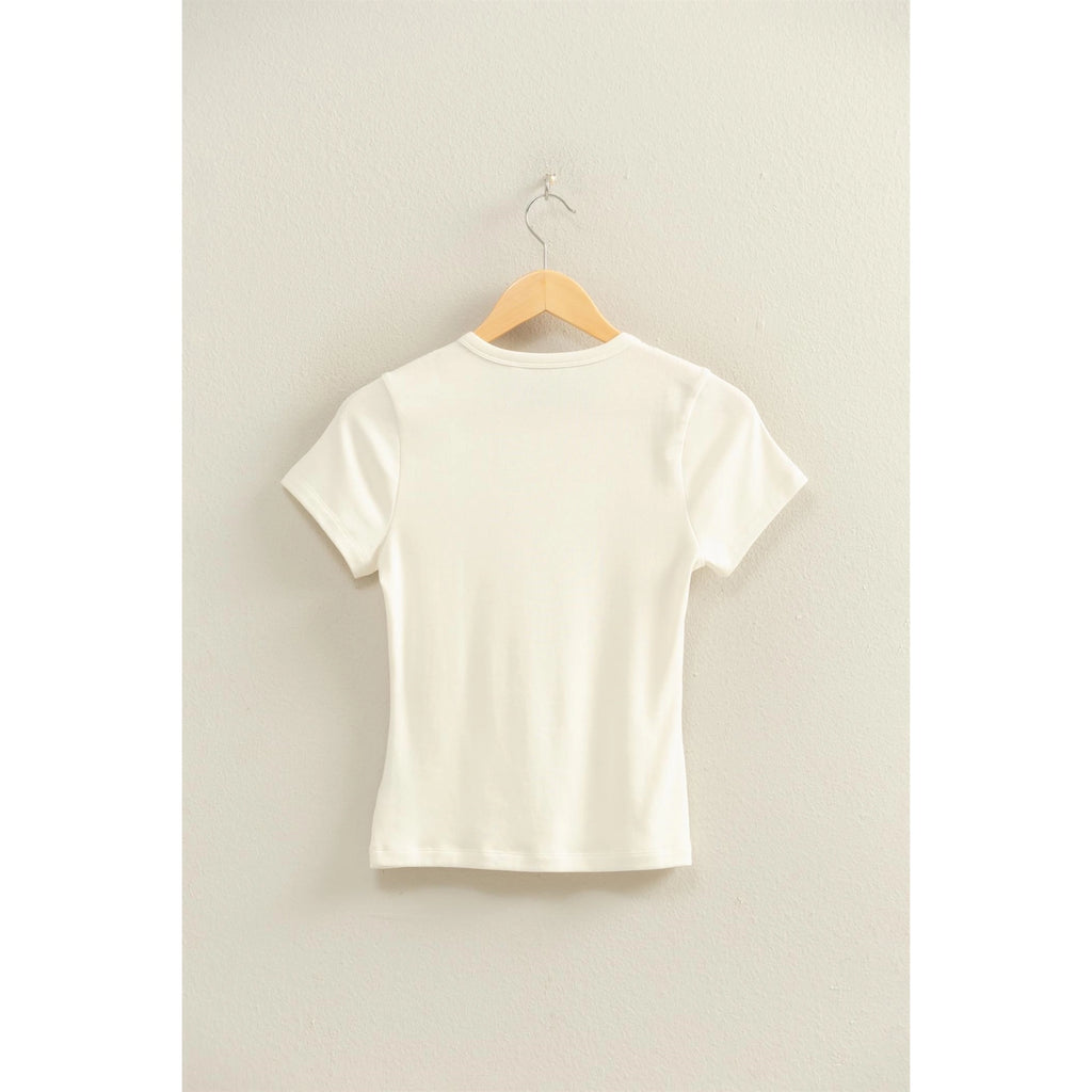 Mineral Washed Crew Neck Top - White