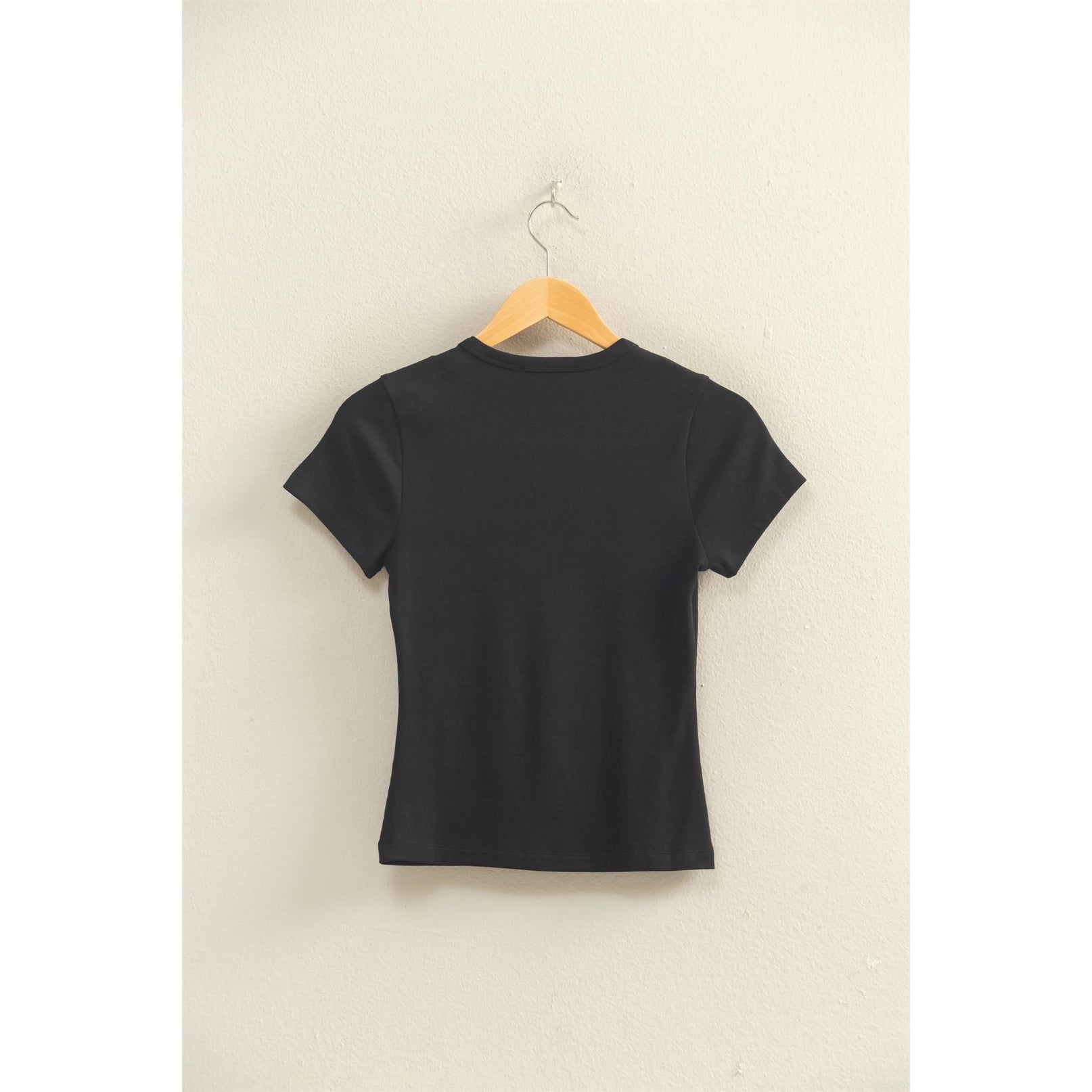 Mineral Washed Crew Neck Top - Black
