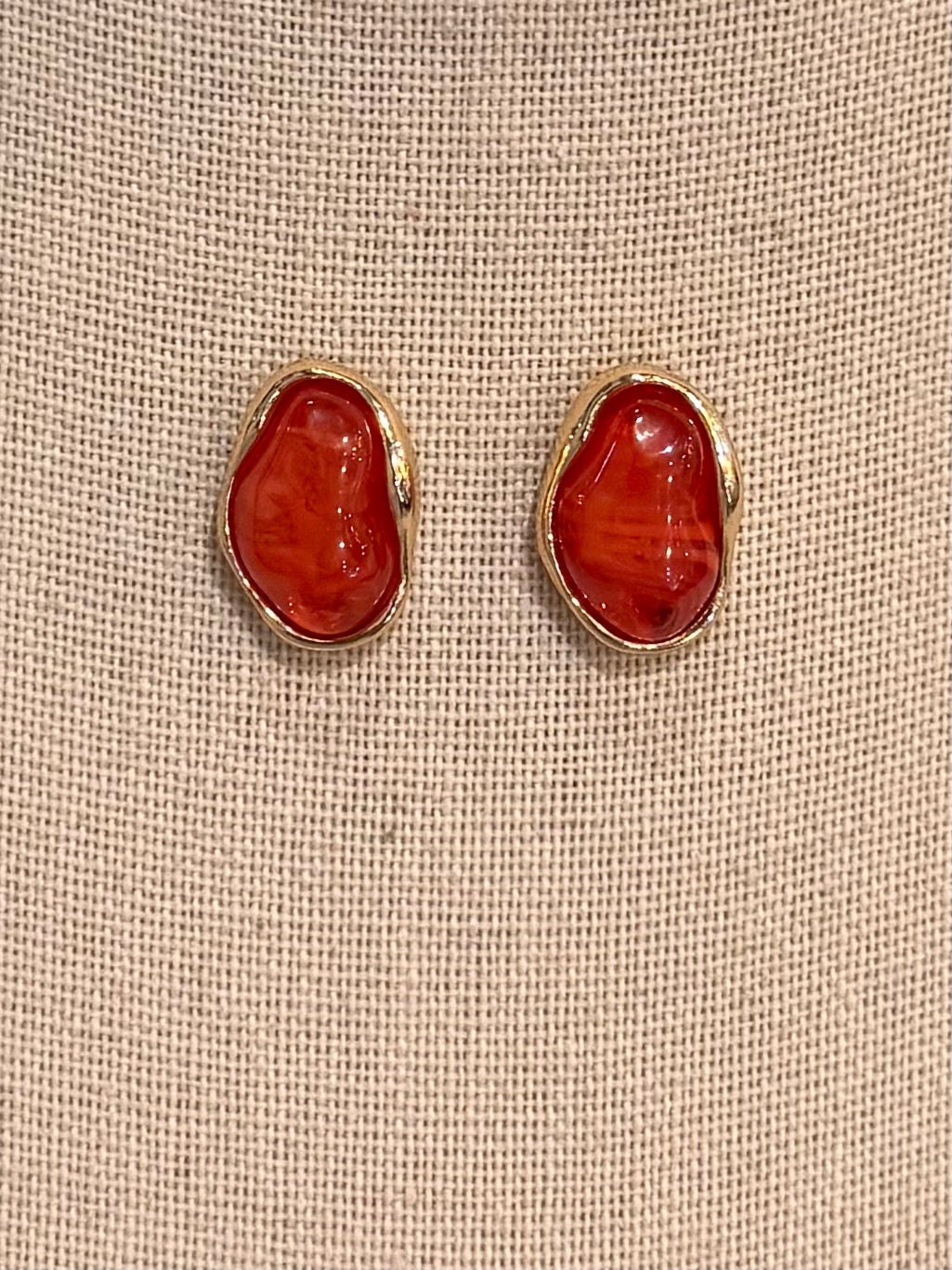 Red Pebble Studs