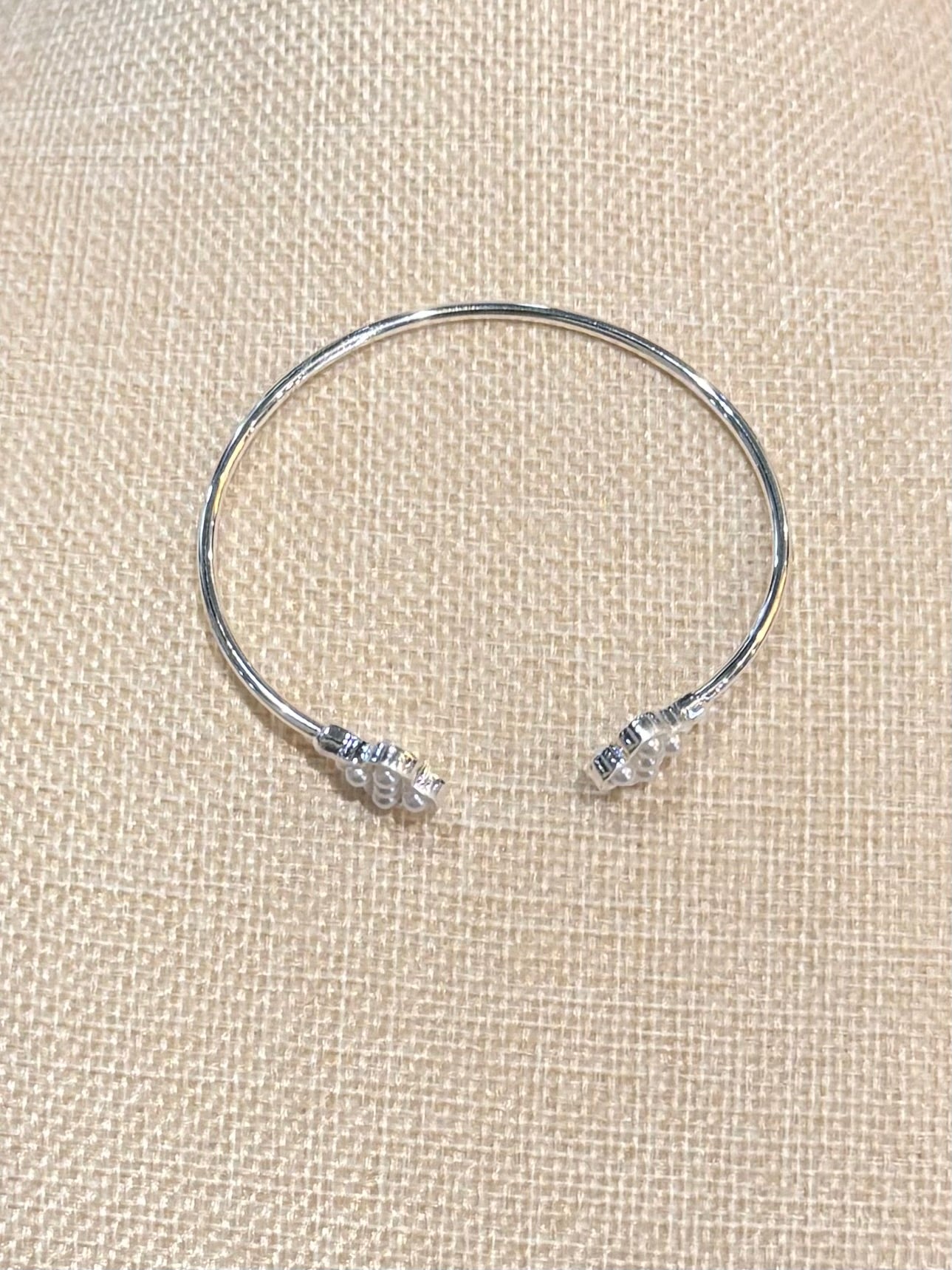 Silver Open Pearl Clover Bracelet