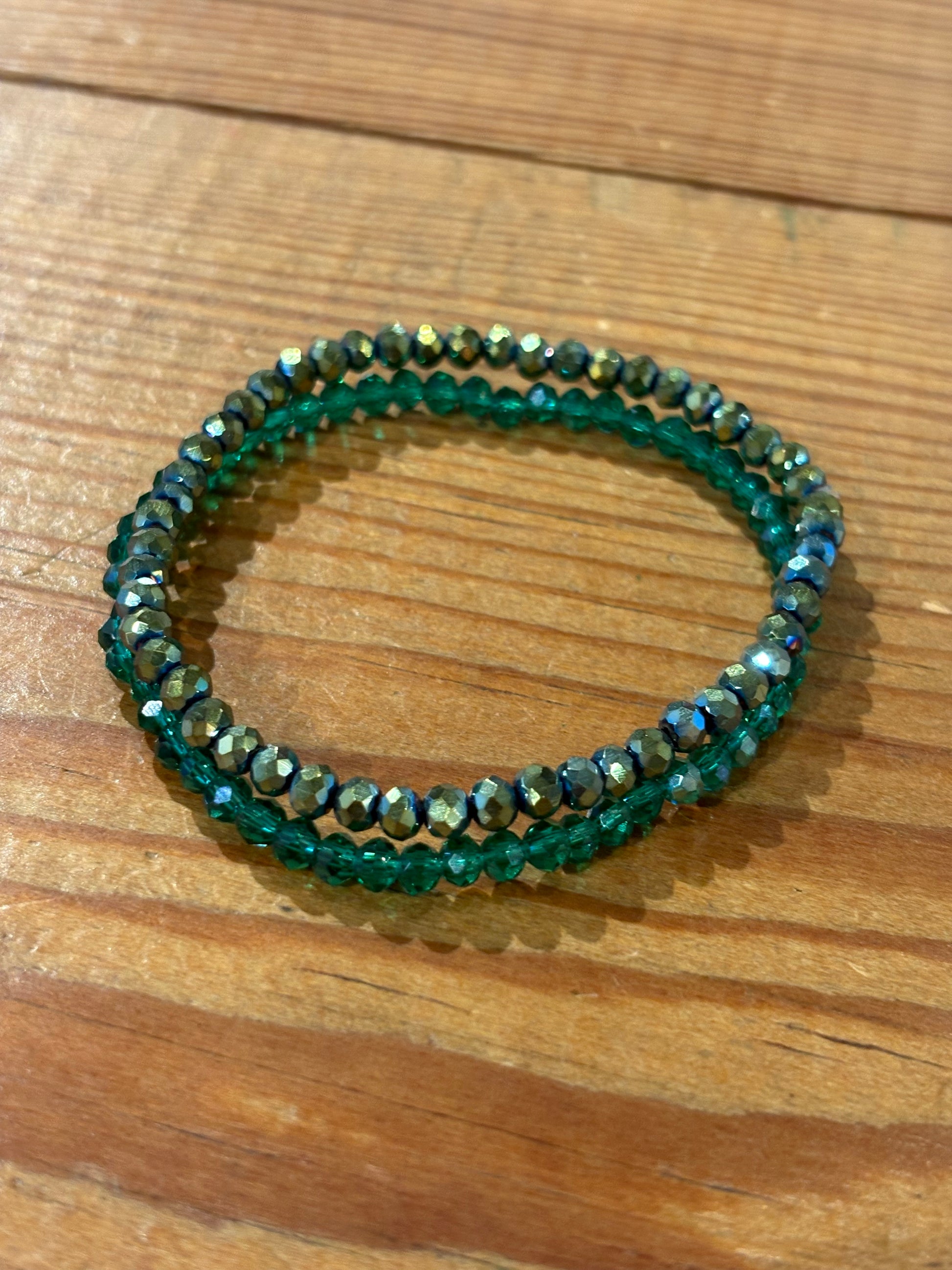 Dark Green Sparkle Bracelet Set