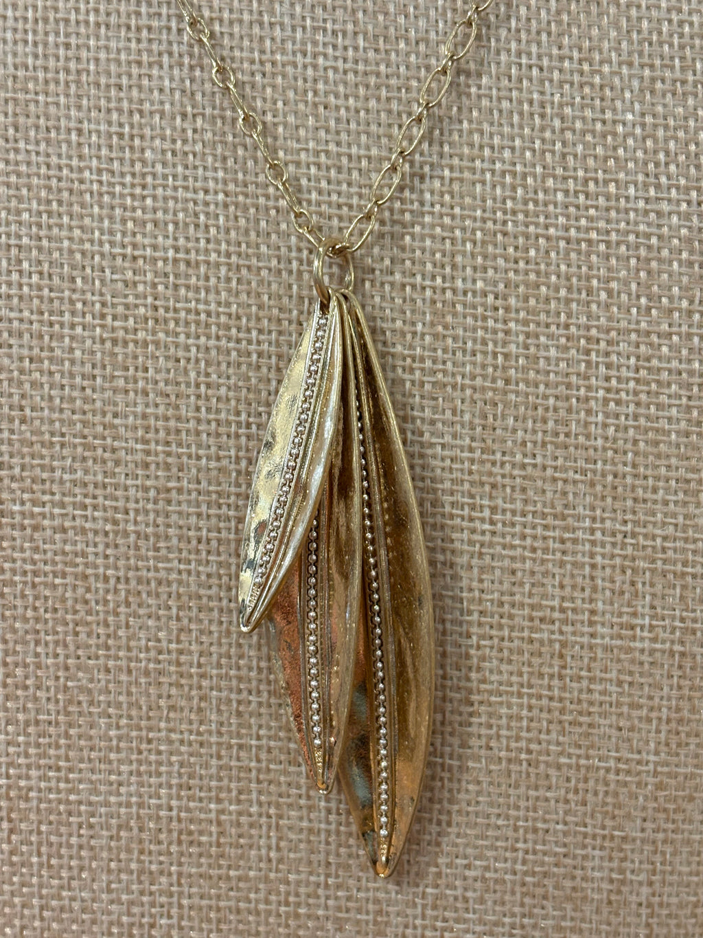 Gold Tri Leaves Necklace