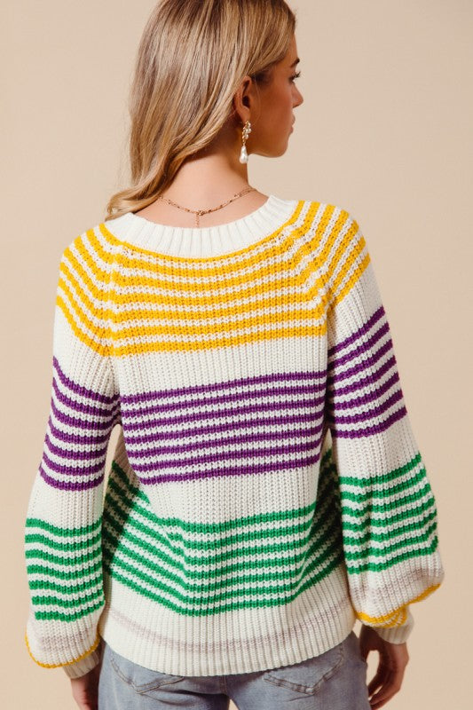 Mardi Gras Blocked Striped Sweater *PRE-ORDER*