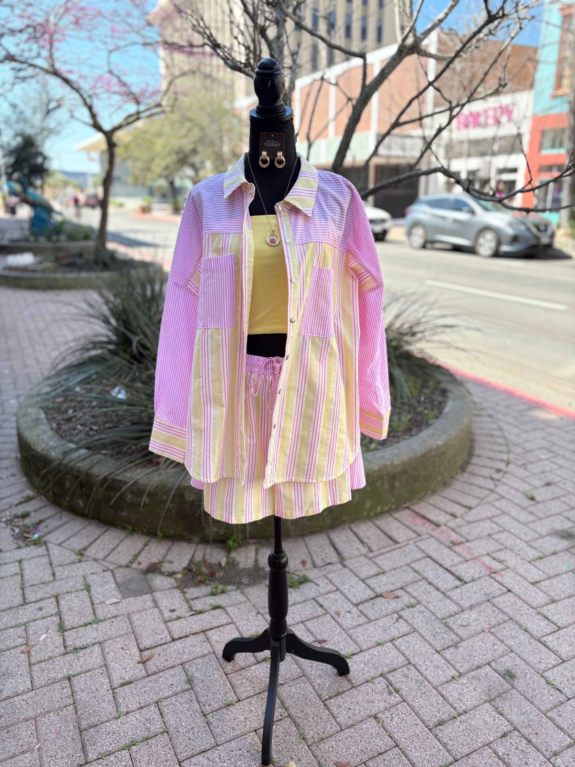 Plus Size Saffron Stripe Shorts