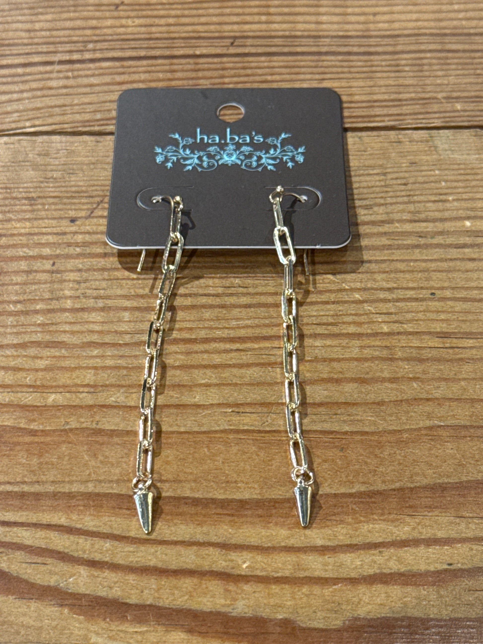 Drop Chain Earrings with Cone Charm