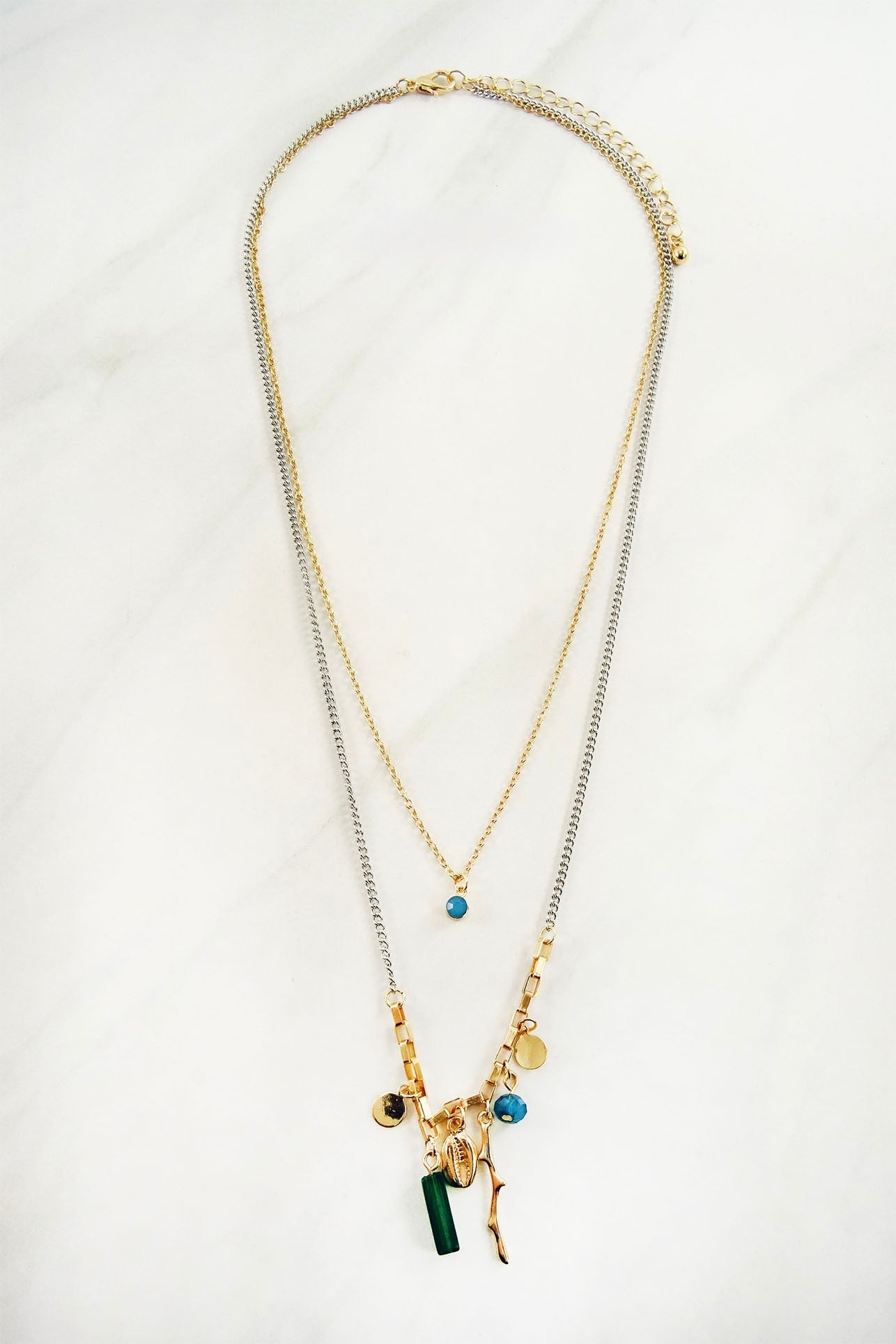 Two Layer Ocean Charm Necklace