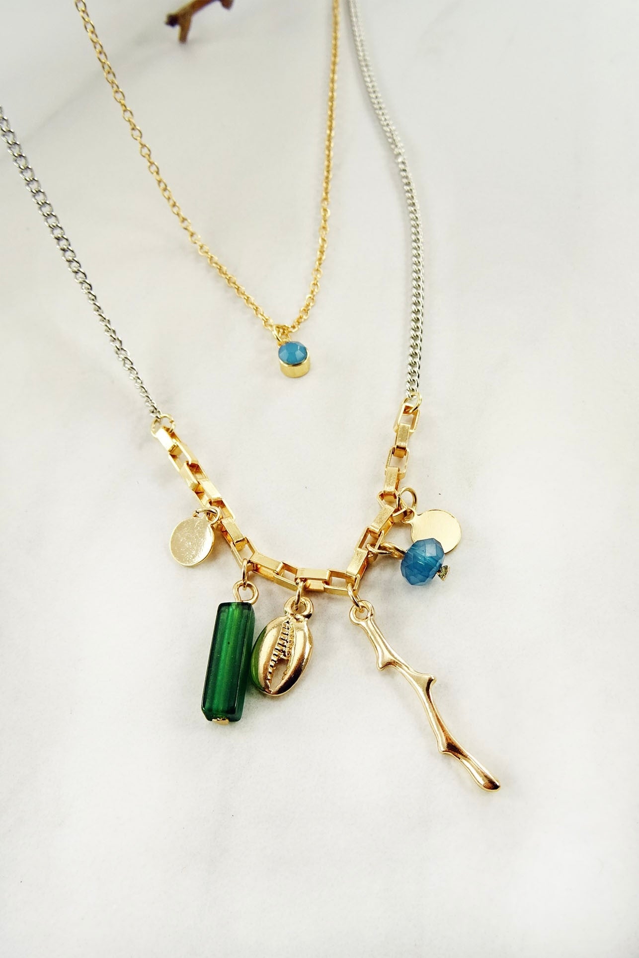 Two Layer Ocean Charm Necklace