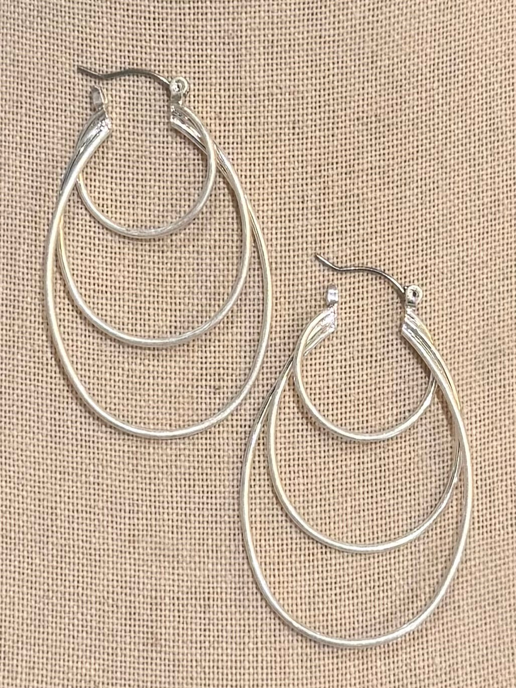 Triple Teardrop Silver Hoops