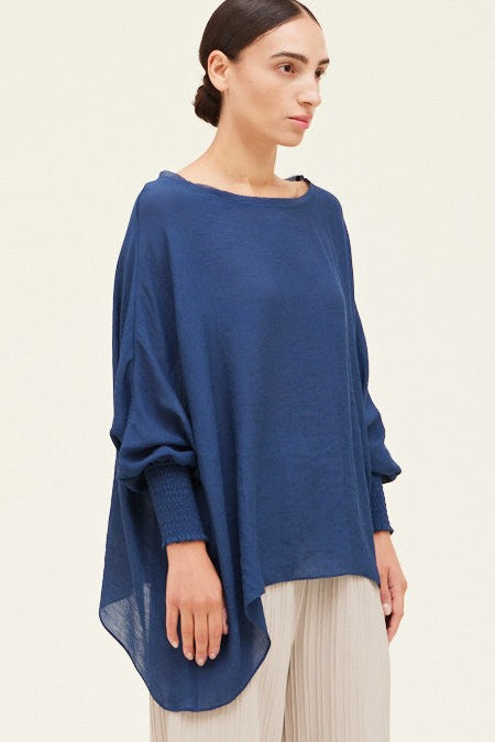 Smocked Sleeve - Blue Jewel