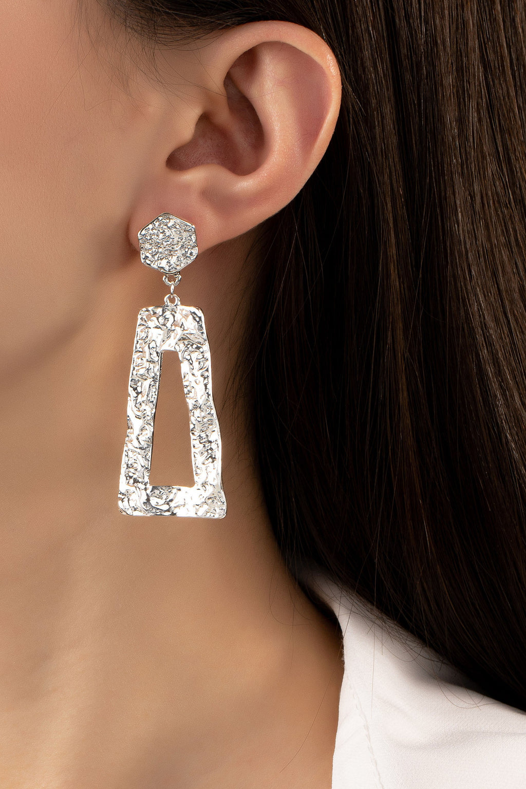 Hammered Trapezoid Drop Earrings