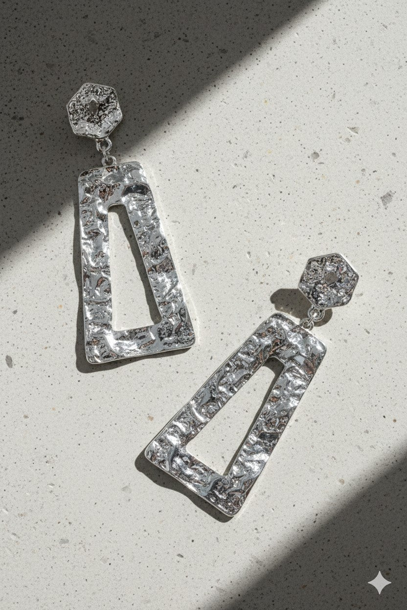 Hammered Trapezoid Drop Earrings