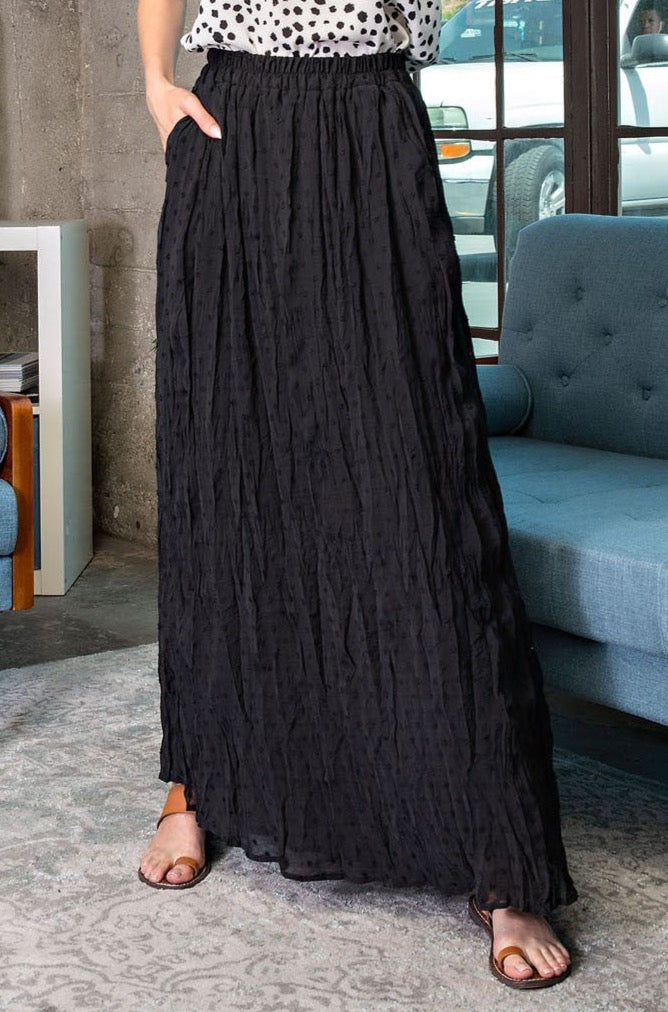 Tufted Dot Maxi Skirt - Black