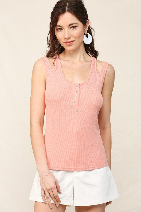 Double Dose Tank Top - Peach