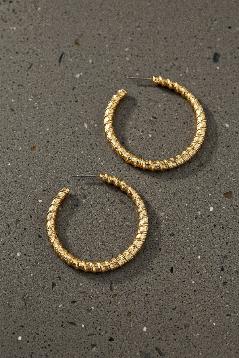 Gold Textured Hoop Earrings