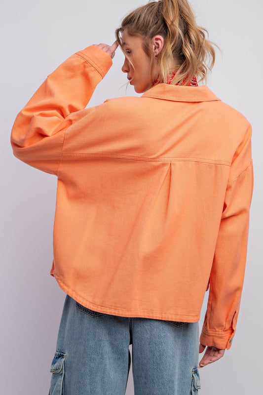Washed Twill Jacket - Coral