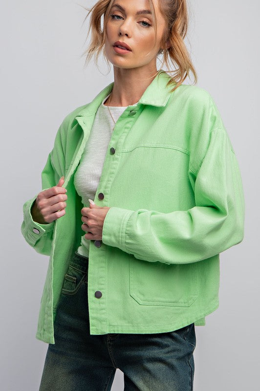Washed Twill Jacket - Lime