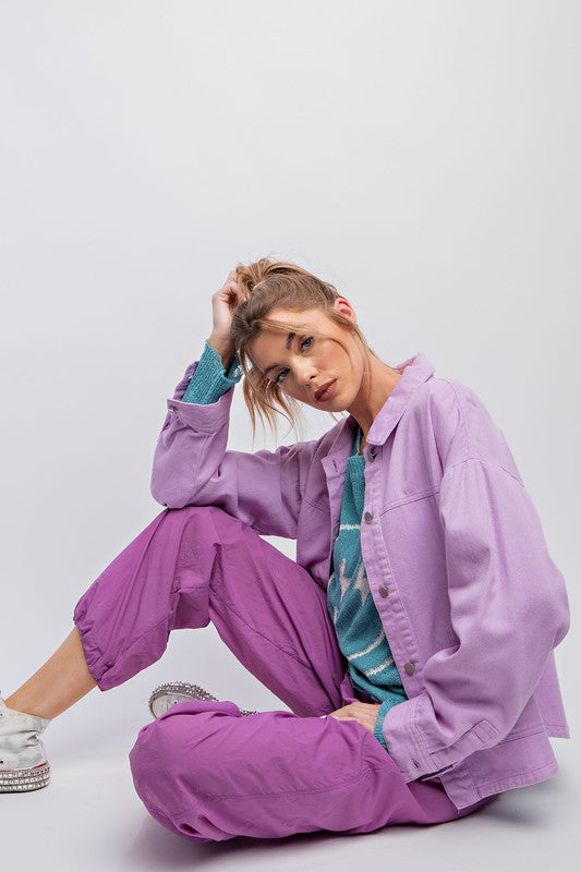 Washed Twill Jacket - Lilac
