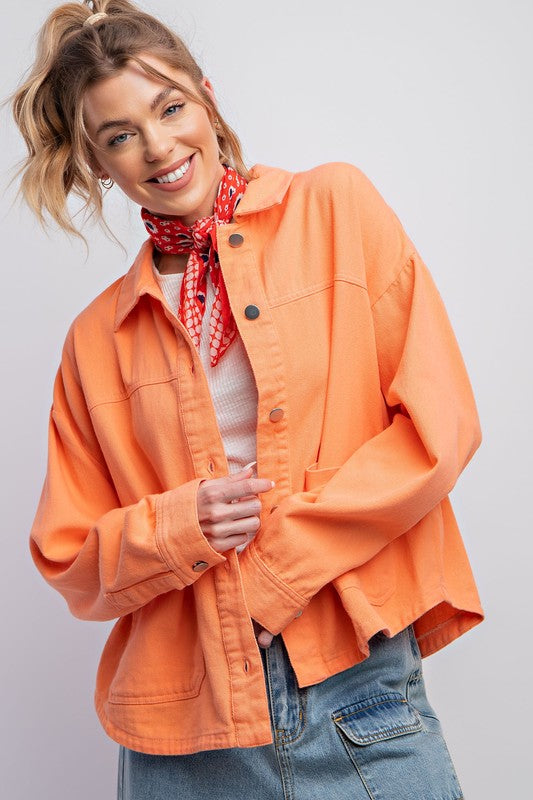 Washed Twill Jacket - Coral