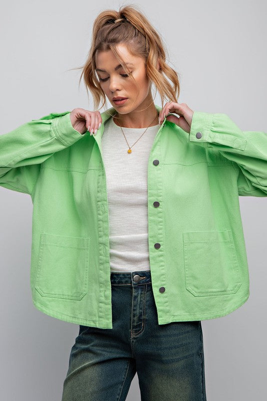 Washed Twill Jacket - Lime