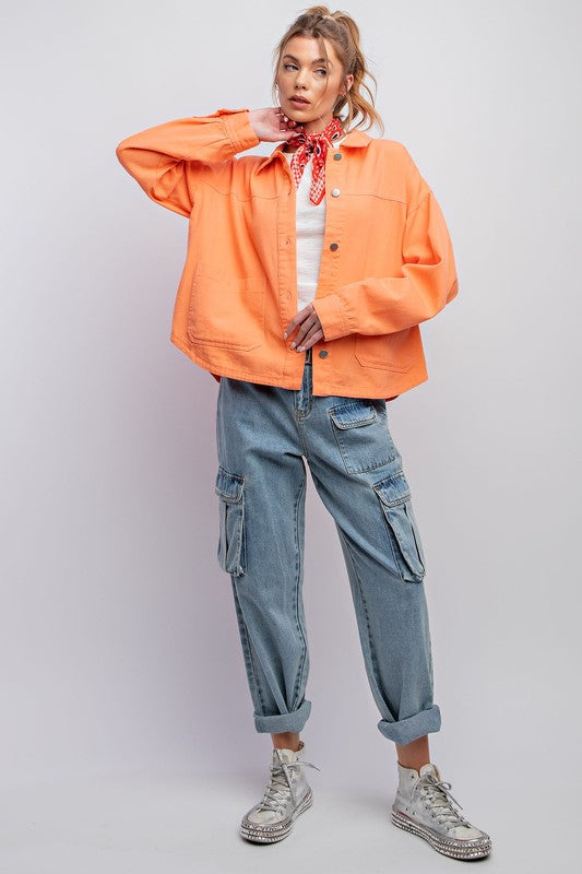 Washed Twill Jacket - Coral