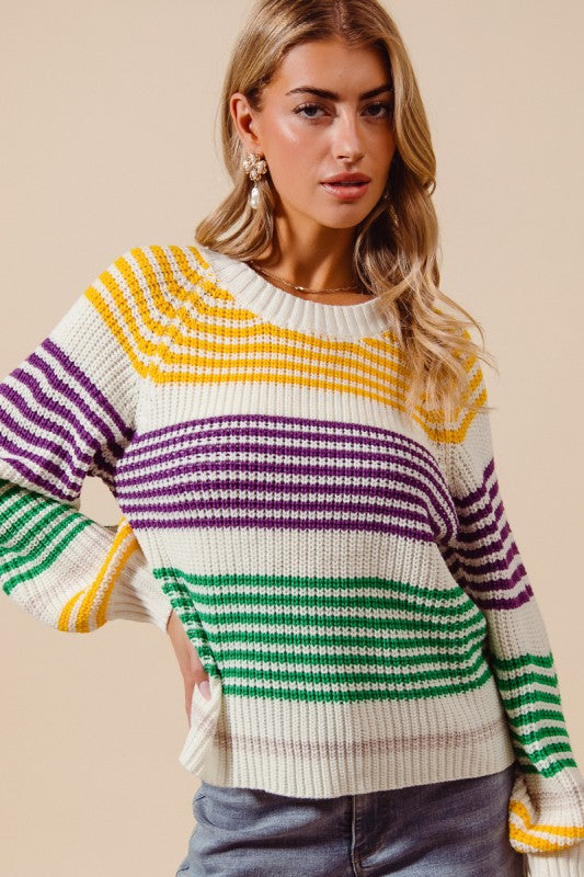 Mardi Gras Blocked Striped Sweater *PRE-ORDER*