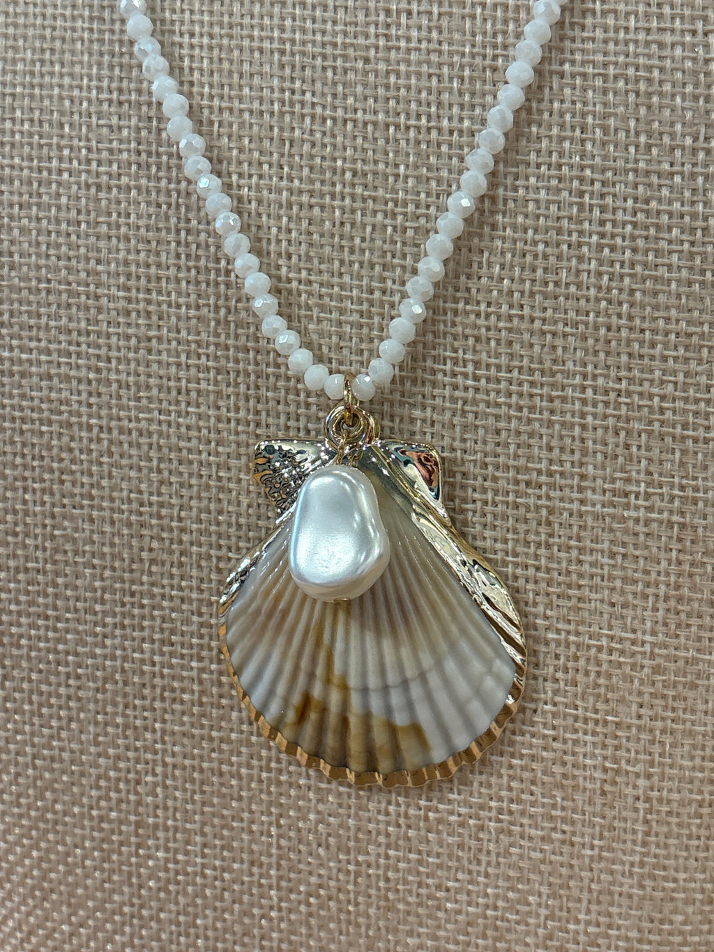 White Gem Shell Necklace