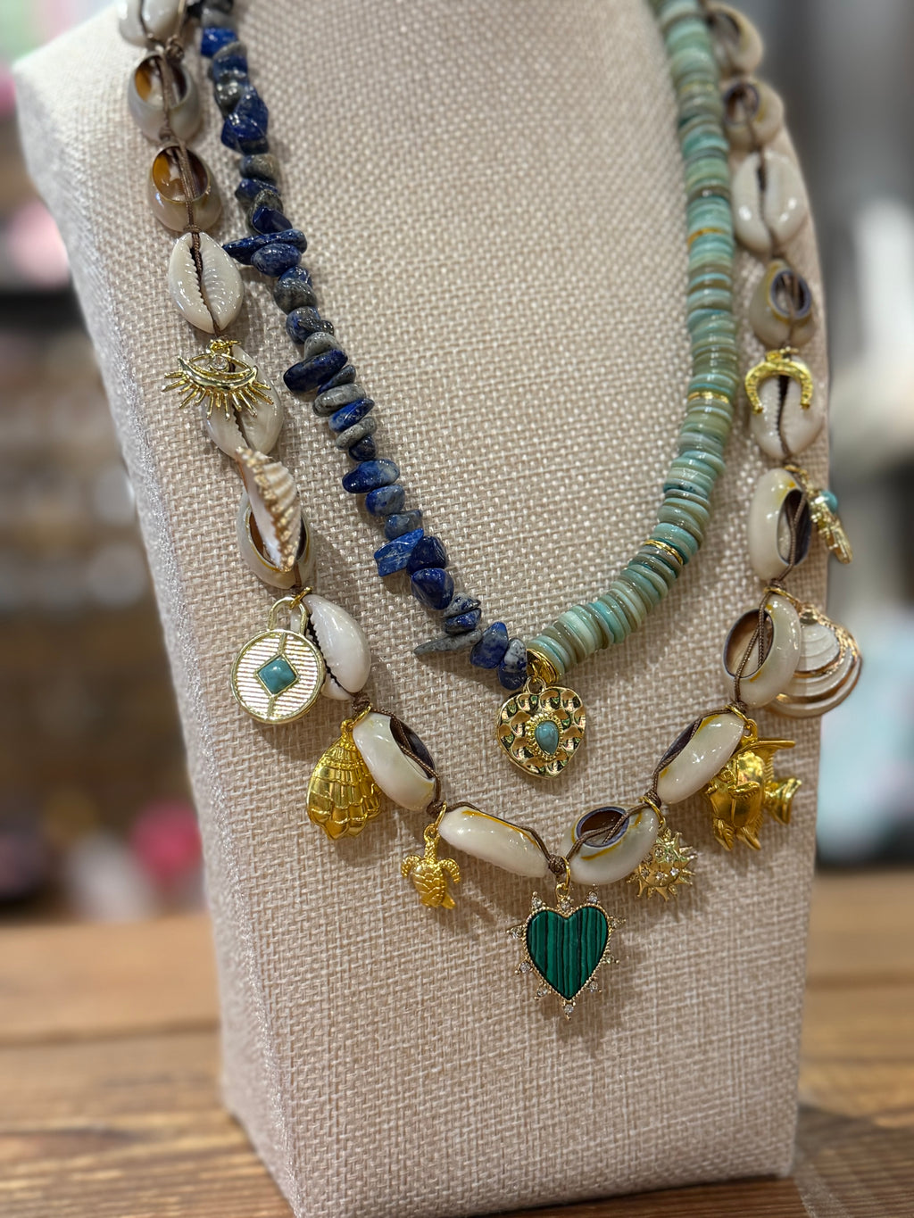 Gemini Necklace - Blue & Turquoise Charm