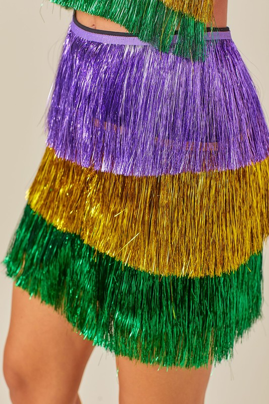 Party Girl Fringe Mardi Gras Skirt