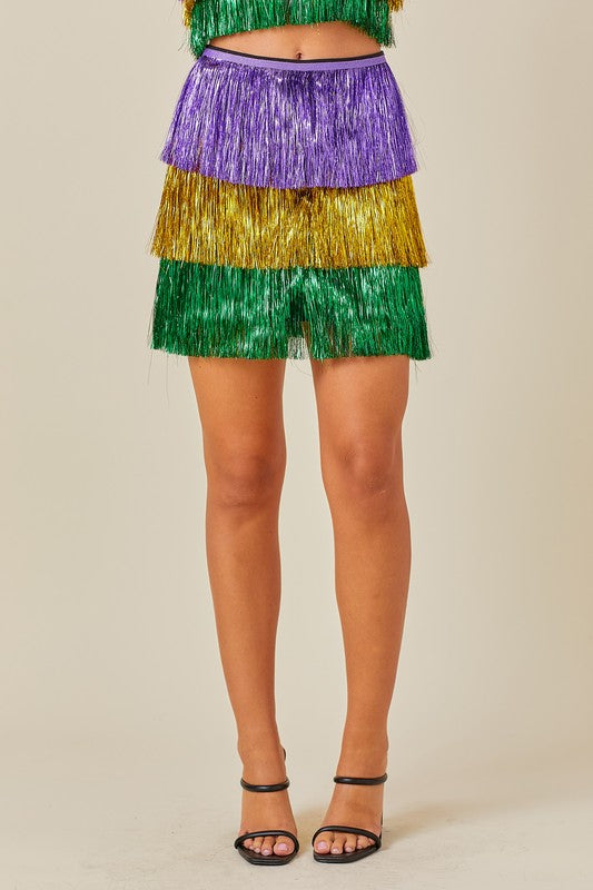 Party Girl Fringe Mardi Gras Skirt