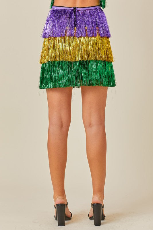 Party Girl Fringe Mardi Gras Skirt