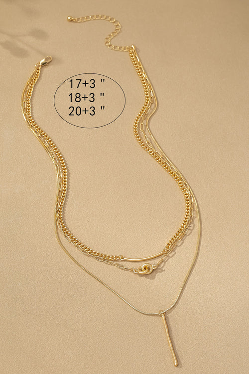 3 Row Mixed Chain Necklace