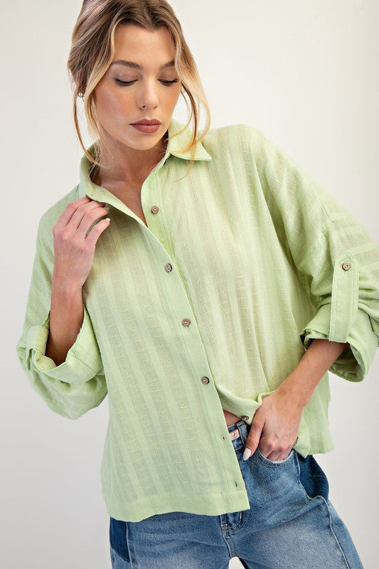 Breezy Days Button Down - Lime