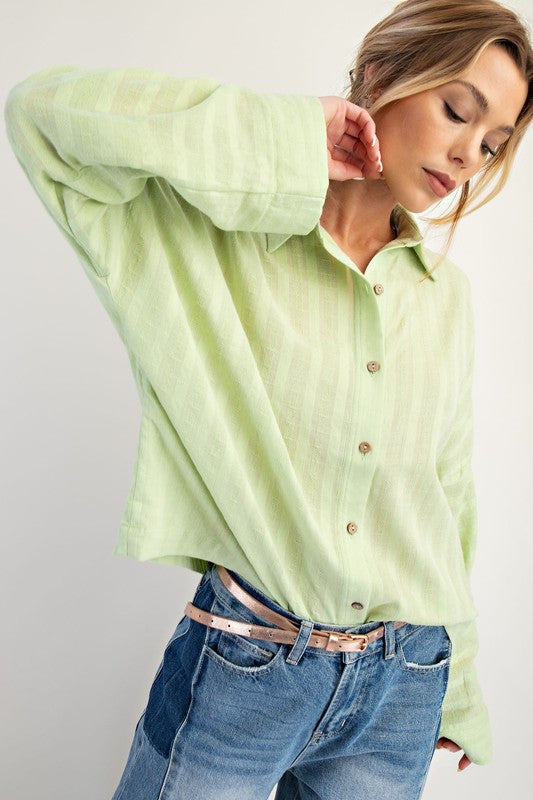 Breezy Days Button Down - Lime