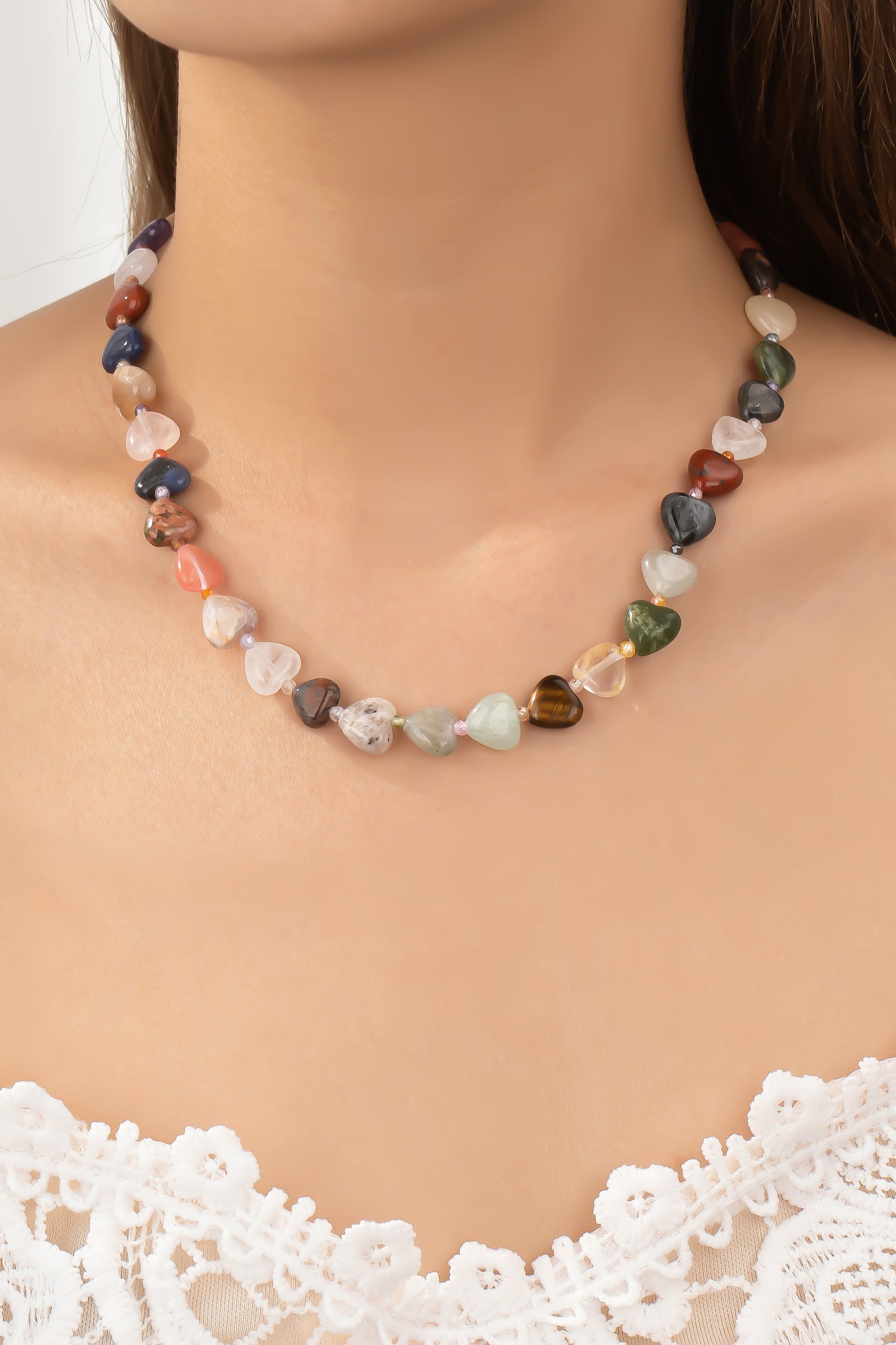 Heart Shape Agate Stone Necklace