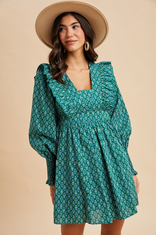 Emilia Printed Dress - Pine