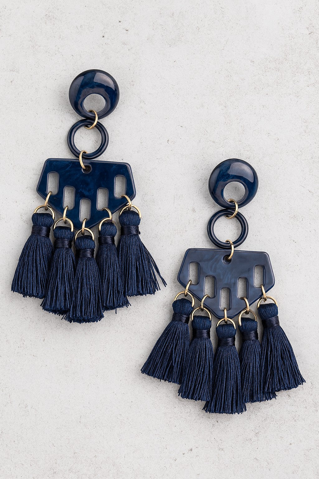 Statement Geo Shape Tassel Earrings