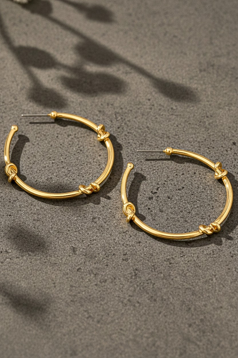 Gold Hoop Earrings With Knots