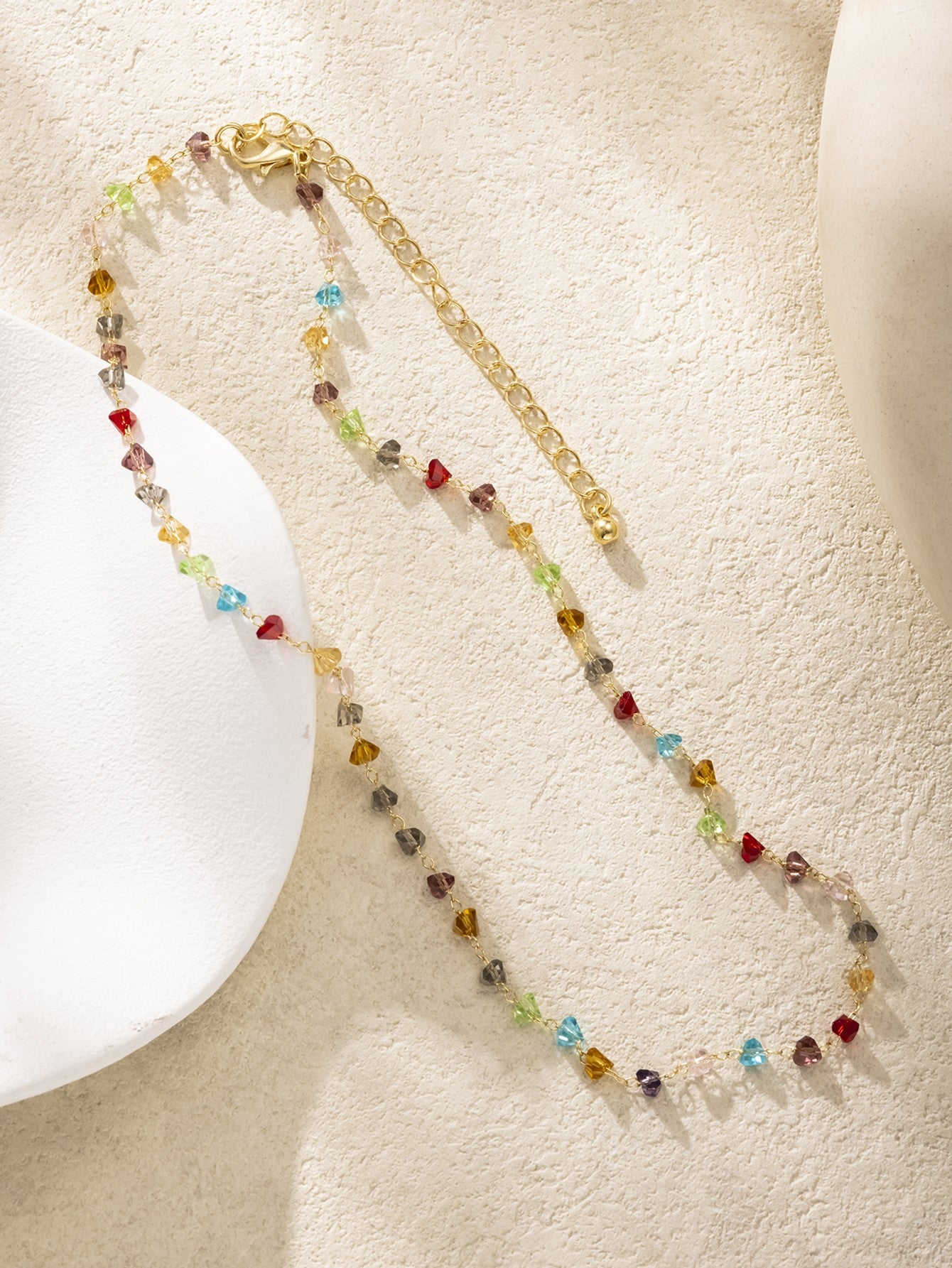 Delicate Multicolor Crystal Bead Necklace