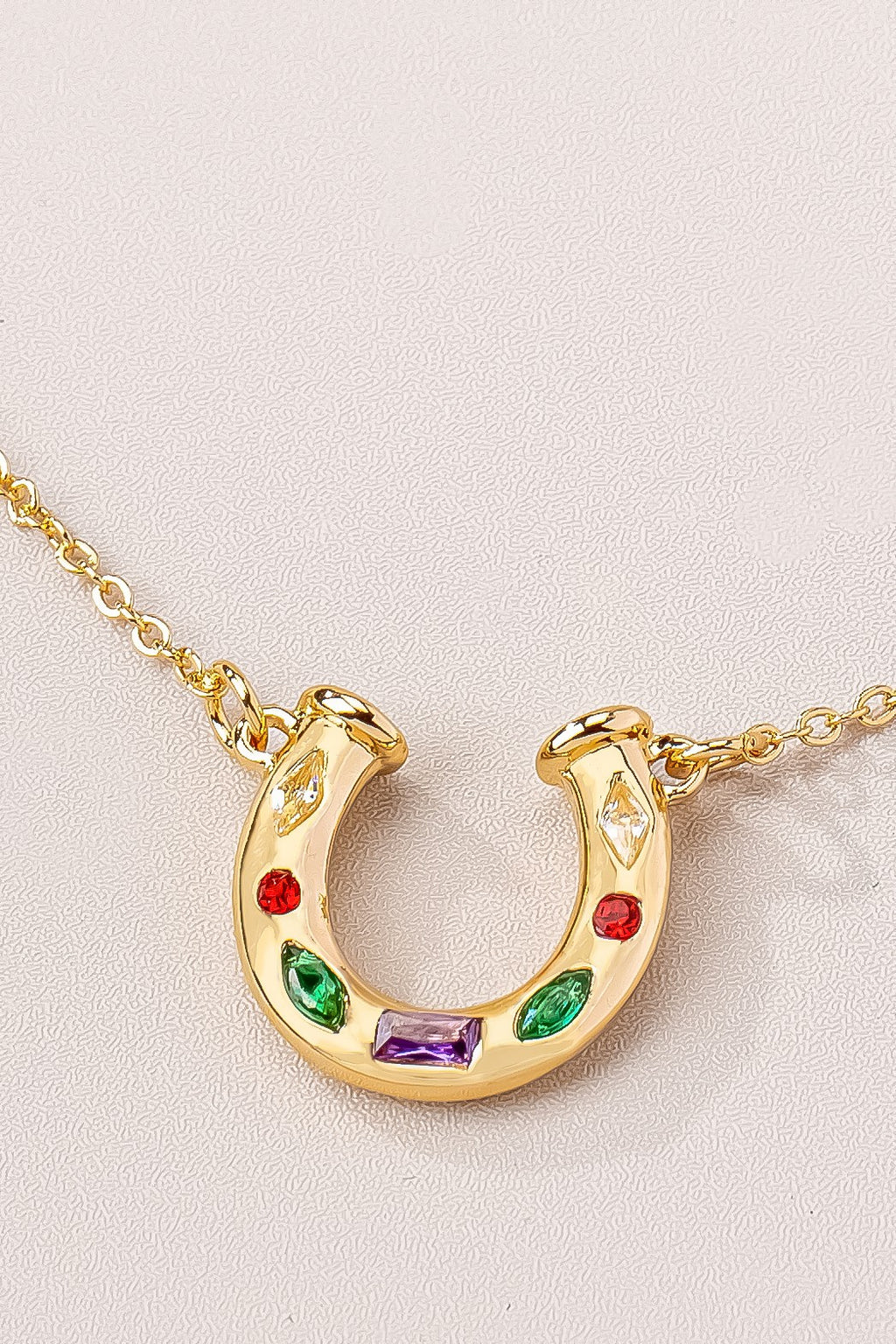 Multi Color Horseshoe Pendant Necklace