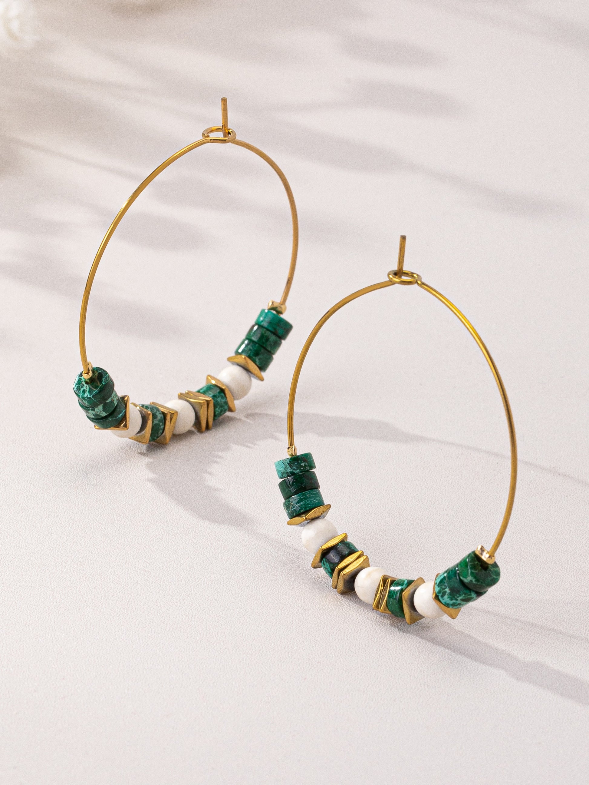 Malachite Boho Hoop Earrings