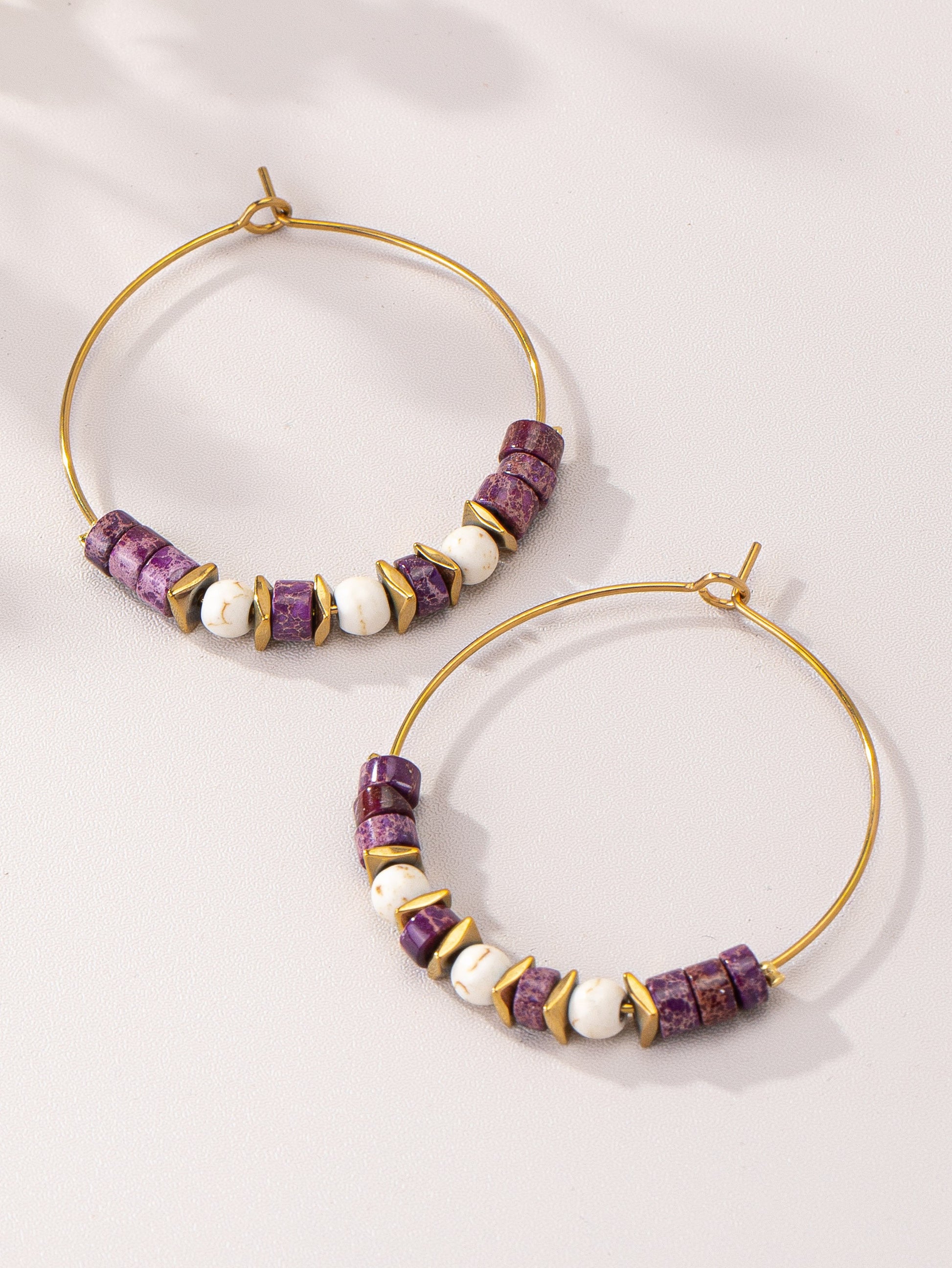 Amethyst Boho Hoop Earrings
