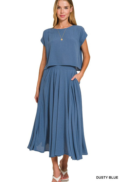 Woven Skirt - Dusty Blue