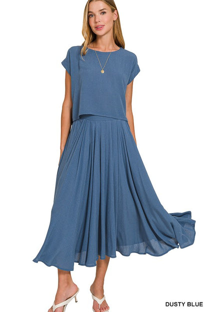 Woven Skirt - Dusty Blue
